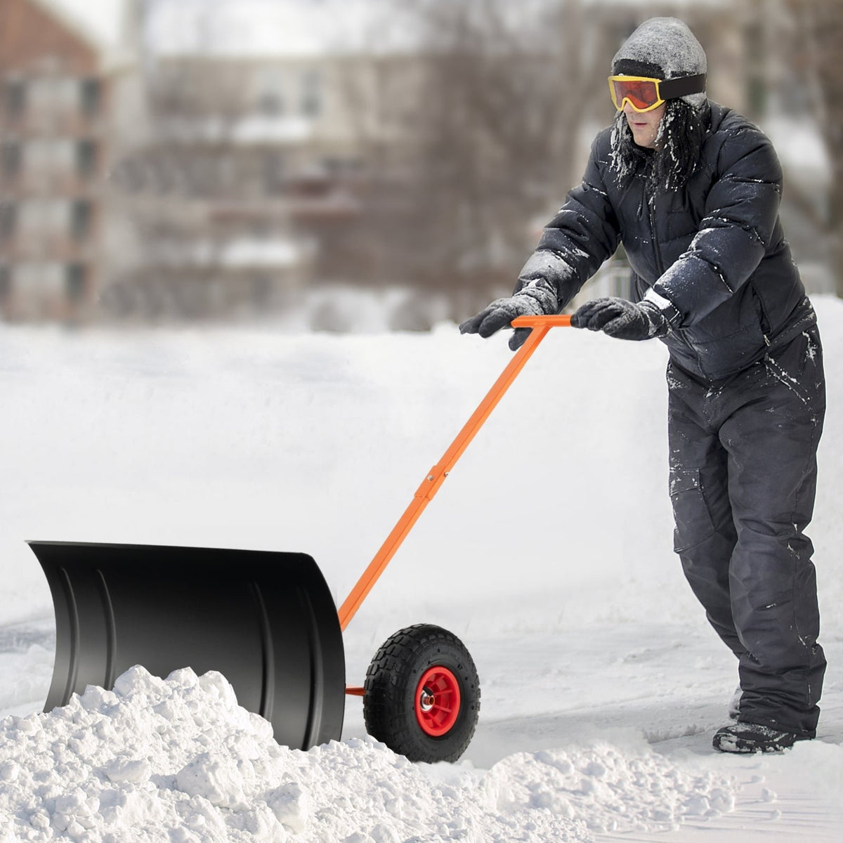 29 Inches Snow Pusher for Driveway-Orange view 2