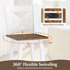 29 inches Rubberwood Swivel Barstools Set of 4 with Backrest and Large Seat-Wh ite view 4