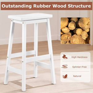 29 inches Set of 2 Saddle-Seat Counter Height Stools with Curved Seat and Footrests-Beige view 5