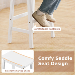 29 inches Set of 2 Saddle-Seat Counter Height Stools with Curved Seat and Footrests-Beige view 6