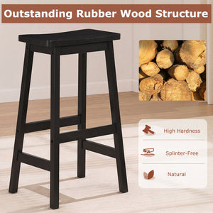 29 inches Set of 2 Saddle-Seat Counter Height Stools with Curved Seat and Footrests-Black view 5