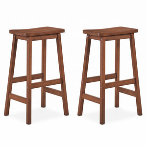 29 inches Set of 2 Saddle-Seat Counter Height Stools with Curved Seat and Footrests-Walnut