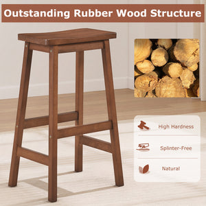 29 inches Set of 2 Saddle-Seat Counter Height Stools with Curved Seat and Footrests-Walnut view 5