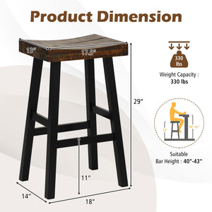 29 Inch Solid Wood Saddle-Seat with Curved Seat Surface and Comfortable Footrests-29 inches view 4