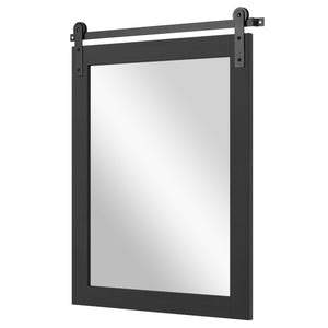 29 inches x 23 inches Rectangle Farmhouse Wall Mirror with Metal Bracket for Bathroom-Black view 4
