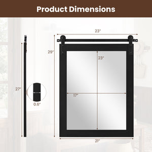 29 inches x 23 inches Rectangle Farmhouse Wall Mirror with Metal Bracket for Bathroom-Black view 5