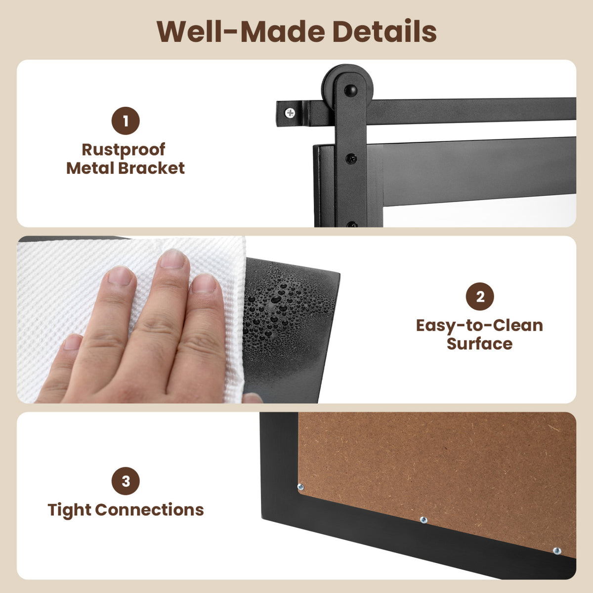 29 inches x 23 inches Rectangle Farmhouse Wall Mirror with Metal Bracket for Bathroom-Black view 9