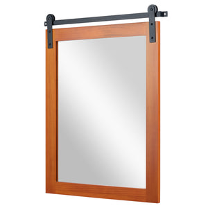 29 inches x 23 inches Rectangle Farmhouse Wall Mirror with Metal Bracket for Bathroom-Brown view 4