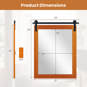 29 inches x 23 inches Rectangle Farmhouse Wall Mirror with Metal Bracket for Bathroom-Brown view 5