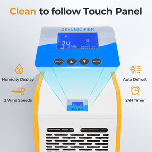 290 Pints Commercial Dehumidifier with Pump and Drain Hose for Basement Warehouse-Yellow view 6