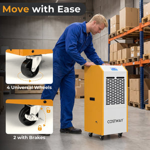 290 Pints Commercial Dehumidifier with Pump and Drain Hose for Basement Warehouse-Yellow view 8