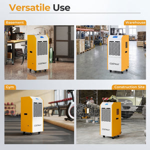 290 Pints Commercial Dehumidifier with Pump and Drain Hose for Basement Warehouse-Yellow view 9