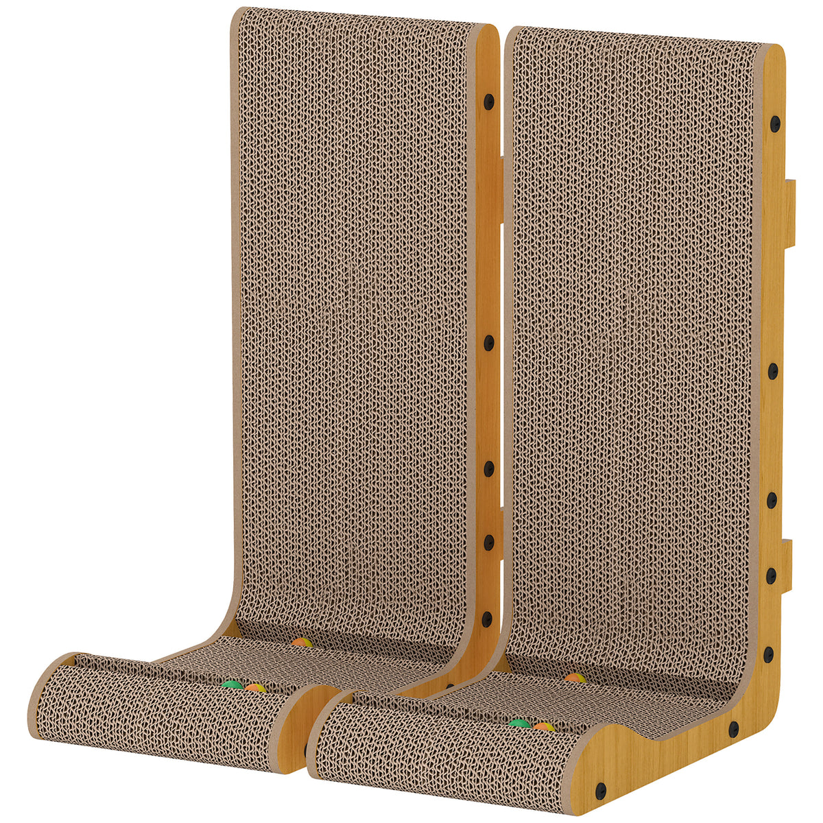 2PCS Cat Scratching Board L Shape Cat Scratcher Cat Scratching Pad with 3 Toy Balls, Catnip