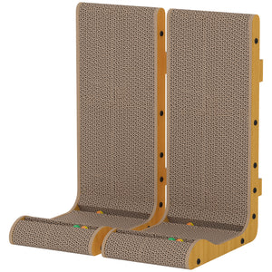 2PCS Cat Scratching Board L Shape Cat Scratcher Cat Scratching Pad with 3 Toy Balls, Catnip