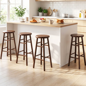 29 inches Swivel Bar Stools Set of 2 with Footrests & Crossbars-Walnut view 3