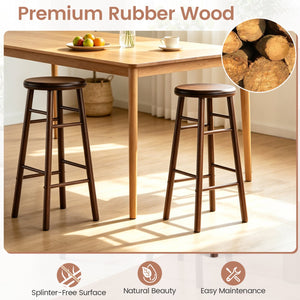 29 inches Swivel Bar Stools Set of 2 with Footrests & Crossbars-Walnut view 7