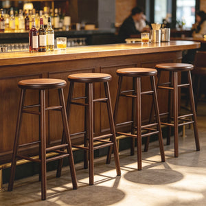 29 inches Swivel Bar Stools Set of 2 with Footrests & Crossbars-Walnut view 9