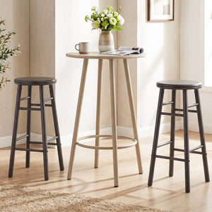 29 inches Swivel Bar Stools Set of 2 with Footrests & Crossbars-Gray view 2