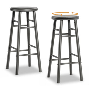 29 inches Swivel Bar Stools Set of 2 with Footrests & Crossbars-Gray view 4