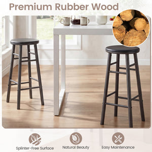 29 inches Swivel Bar Stools Set of 2 with Footrests & Crossbars-Gray view 6