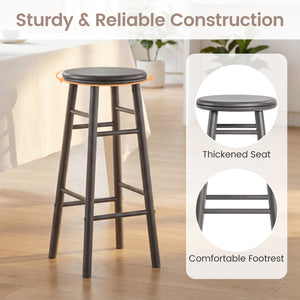 29 inches Swivel Bar Stools Set of 2 with Footrests & Crossbars-Gray view 7