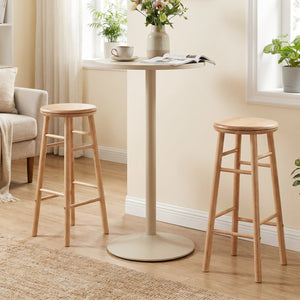 29 inches Swivel Bar Stools Set of 2 with Footrests & Crossbars-Natural view 3