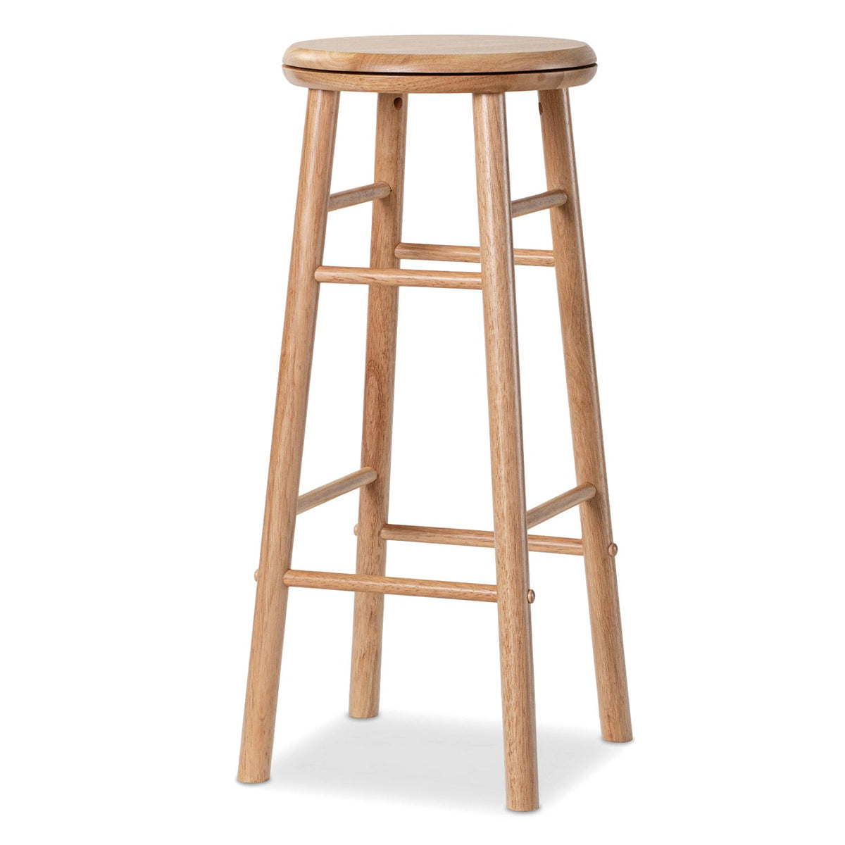 29 inches Swivel Bar Stools Set of 2 with Footrests & Crossbars-Natural