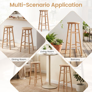 29 inches Swivel Bar Stools Set of 2 with Footrests & Crossbars-Natural view 9