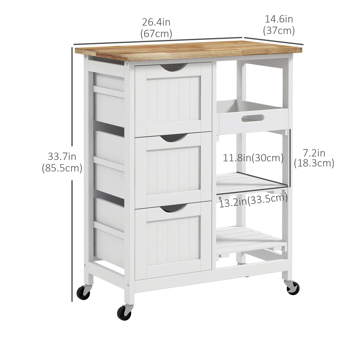 Kitchen Cart on Wheels, Rolling Kitchen Island Cart with Wood Top – view 16