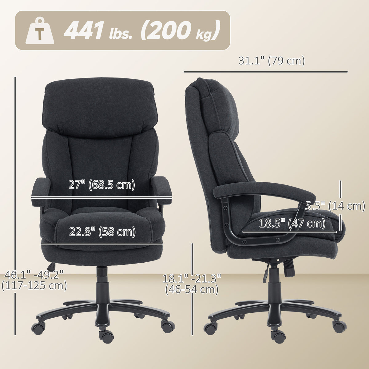 Big and Tall Executive Office Chair, Up to 450 lbs. Heavy Duty Desk Chair, Computer Chair for Heavy People – view 2