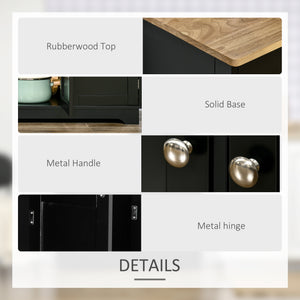 Modern Sideboard, Buffet Cabinet with Storage Cabinets, Drawers and Adjustable Shelves for Living Room, Black