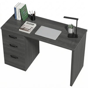 Computer Desk with 3 Drawers, 47" Home Office Desk with Adjustable Hanging Rails for Letter A4 Files, Black