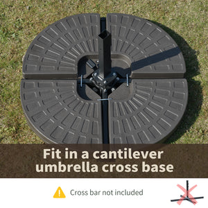 4-Piece Cantilever Offset Patio Umbrella Circular Base Stand w/Carry Handles, Water & Sand Filled