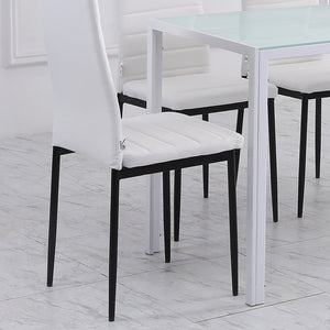 High Back Dining Chairs, Modern Upholstered Linen Fabric Accent Chairs with Metal Legs for Kitchen, Set of 4, White