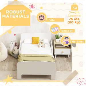 Qaba Toddler Bed Frame with Safety Side Rails for Girls and Boys, Bedroom Furniture