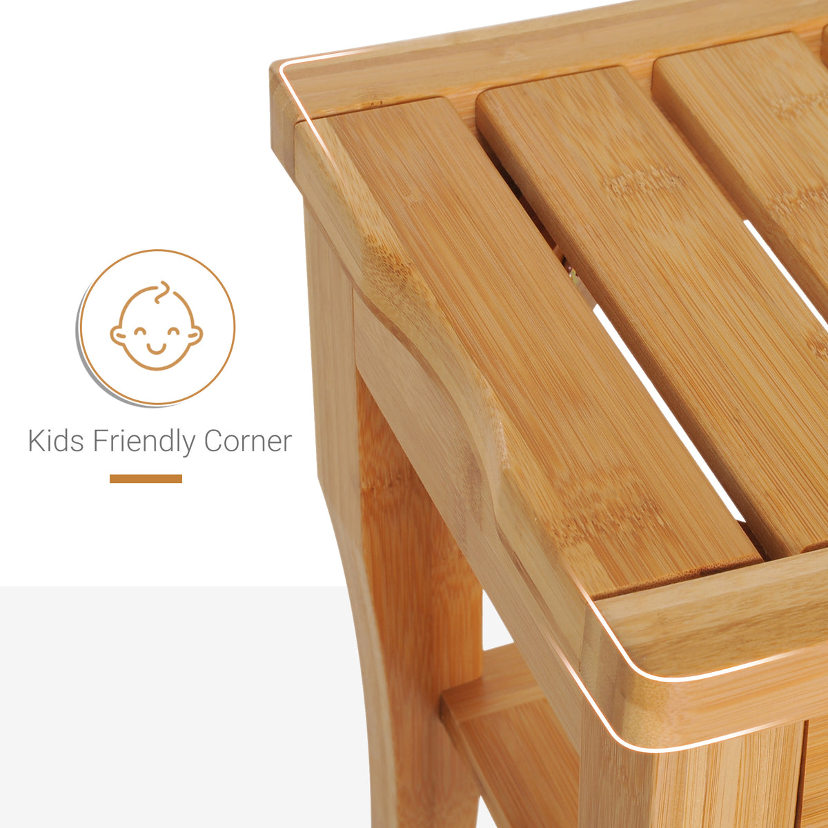20" Bamboo Shower Bench Bathroom Stool Spa Bath Seat Organizer Storage Shelf