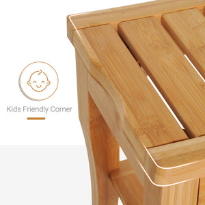 20" Bamboo Shower Bench Bathroom Stool Spa Bath Seat Organizer Storage Shelf