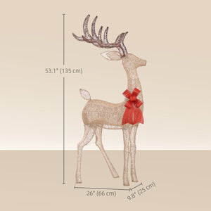 Light Up Reindeer Yard Decoration, Lighted Deer Christmas Decoration with LED Lights for Indoor, Outdoor, Lawn, Gold