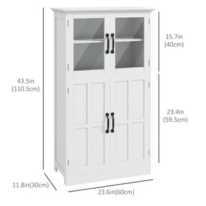 Modern Sideboard Cabinet, Freestanding Sideboards and Buffets with Glass Doors, 4-tier Shelving and Adjustable Shelves