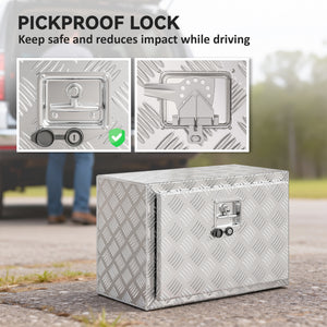24 Inch Underbody Truck Tool Box, Heavy Duty Aluminum Tool Box, Storage Toolbox Chest Organizer with Lock and Keys
