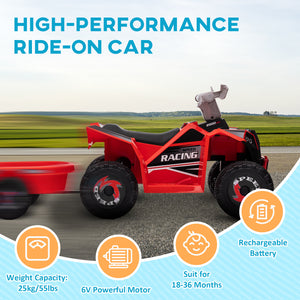 6V Electric Toy Car with Back Trailer, Forward Backward, Wear-Resistant Wheels for Ages 18-36 Months, Red – view 8