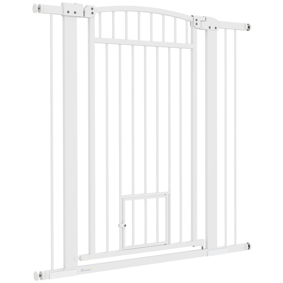 30"-41" Extra Wide Pet Gate with Small Door, 30" H Dog Gate with 3-Inch and 5.5-Inch Extension Kit
