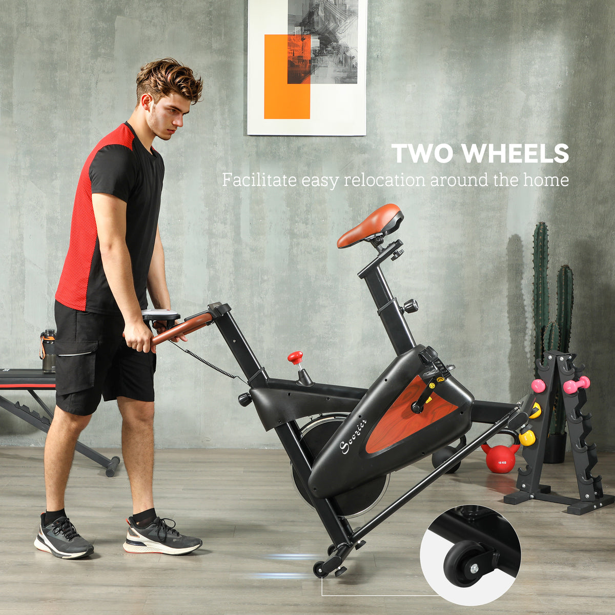 Soozier Quiet Stationary Exercise Bike with Adjustable Resistance, Seat, Black