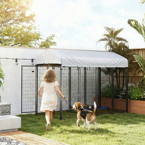 Outdoor Dog Kennel with Waterproof UV-Resistant Cover, 8 x 4 x 6 ft
