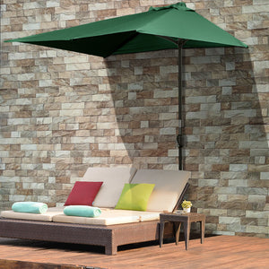 8ft Half Umbrella Outdoor Balcony Parasol Patio Garden Outdoor Window Sun Shade w/ 5 Ribs Beige – view 21