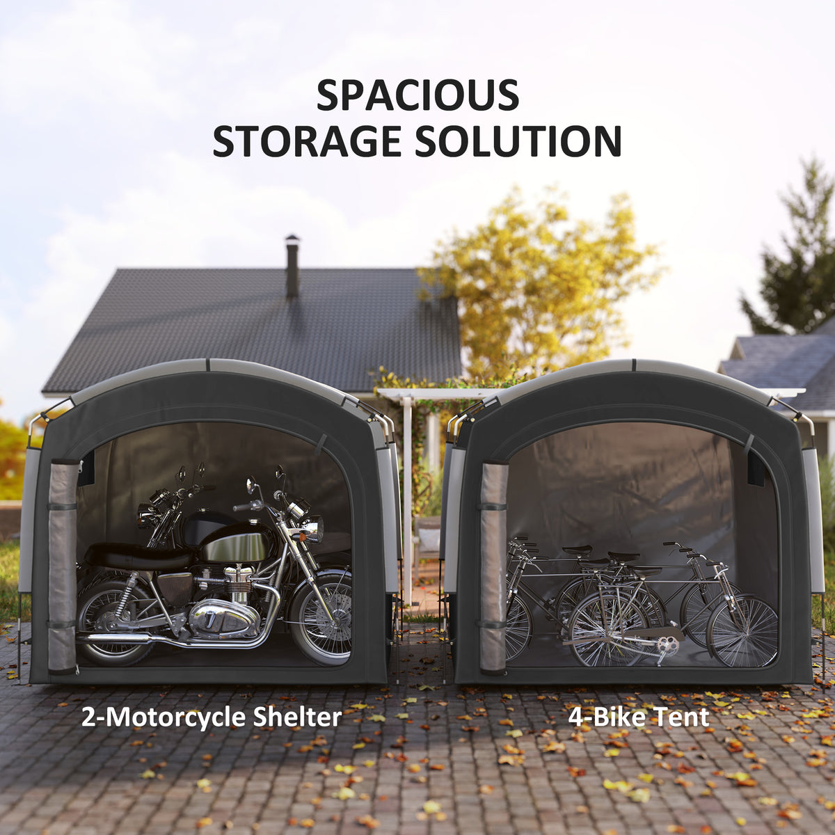 Bike Storage Shed Tent, Portable and Waterproof with 210D Oxford Fabric and Carry Bag for 3-4 Bicycles – view 3