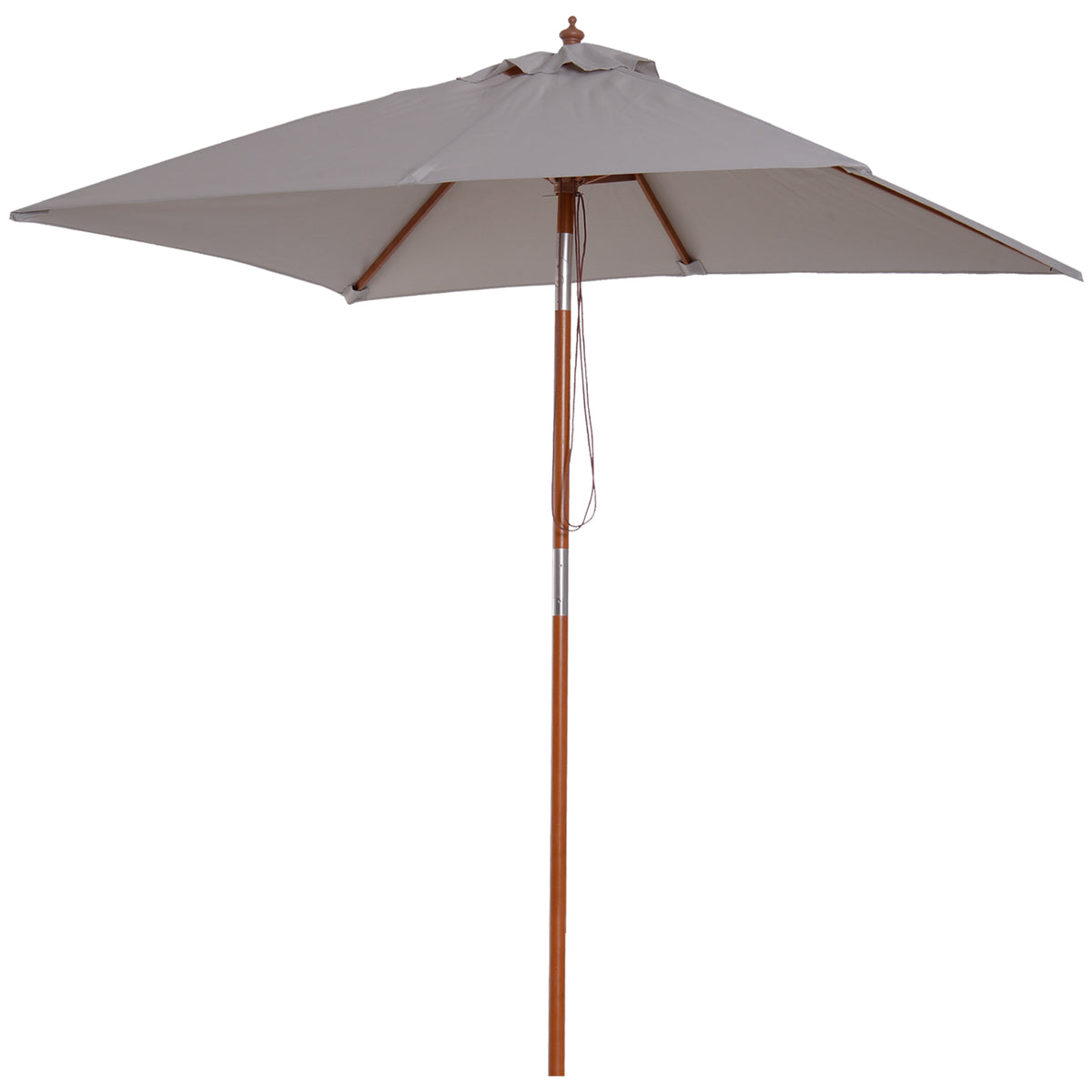 6.6x5ft Square Market Parasol, Wooden Patio Umbrella with Tilt Mechanism and 6 Bamboo Ribs – view 15