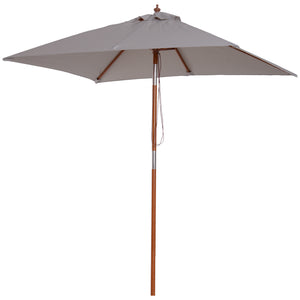 6.6x5ft Square Market Parasol, Wooden Patio Umbrella with Tilt Mechanism and 6 Bamboo Ribs – view 15