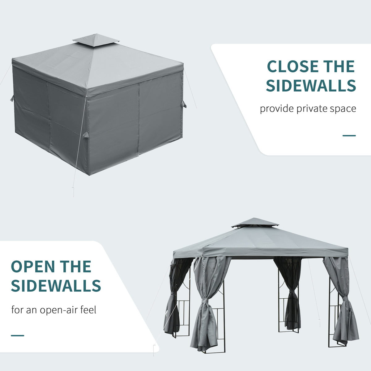 10' x 10' Patio Gazebo Outdoor, Canopy Shelter with Double-tier Roof, Pavilion Sidewalls for Garden Events – view 12