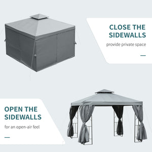 10' x 10' Patio Gazebo Outdoor, Canopy Shelter with Double-tier Roof, Pavilion Sidewalls for Garden Events – view 12